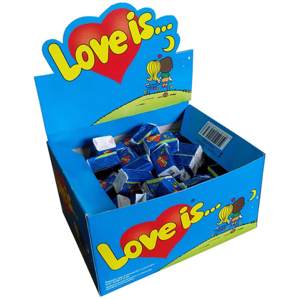 Жевательная резинка Love Is 1шт (100шт в блоке) (Банан-Клубника)