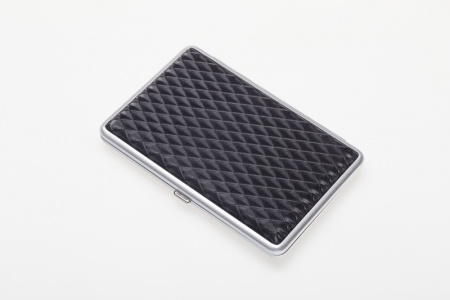 Портсигар S.Quire, нержавеющая сталь, искуственная кожа, чёрный цвет, 7,4х11,5х1,8 см (340023-82)